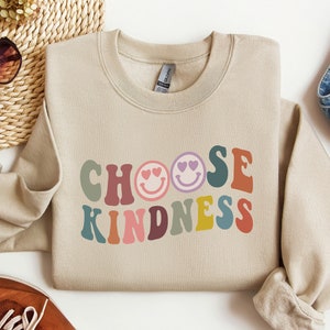 Sudadera Choose Kindness, linda sudadera con cuello redondo para maestros, suéter para maestros, camiseta de afirmación positiva, camisetas grupales para maestros, regreso a la escuela
