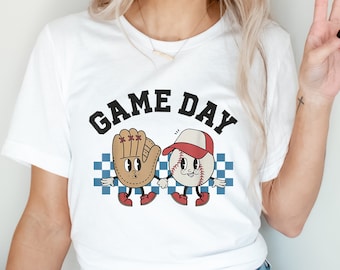 Retro Game Day Baseball Shirt, Baseball TShirt, Baseball Coach School Spirit Shirt, Baseball Mom Graphic Tee, Baseball Fan Gift for Her