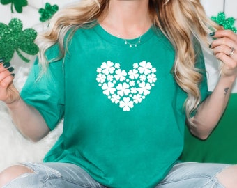 Shamrock Heart Shirt, St Patricks Day TShirt, Lucky Me Graphic Tee, Irish Shirt, Kiss Me I'm Irish Shirt, Four Leaf Clover St Patty's Party