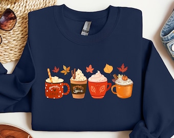 Fall Coffee Sweatshirt: Pumpkin Spice Latte Crewneck, Halloween Party Outfit
