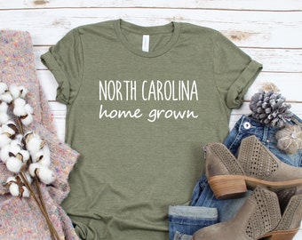 Zelfgekweekt shirt uit North Carolina | Shirt uit Noord-Carolina | Home State T-shirt met print | Buitenste banken | Staat teerhiel | Cadeau Noord-Carolina