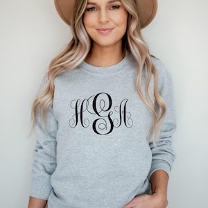 Monogram Sweatshirt, Monogrammed Crewneck, Personalized Sweater, Gift for Her, Gift for Wife, Personalized Christmas Gift, Preppy Sweatshirt