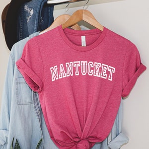 Nantucket Shirt, Preppy Beach Tee, Coastal Town Graphic Tee, Nantucket Massachusetts, New England Vacation, Varsity College Prep School pfp