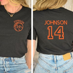 Custom Basketball Mom Shirt, Personalized Basketball TShirt, Game Day Basketball Mama Graphic Tee, Name and Number Basketball Fan Team Tee