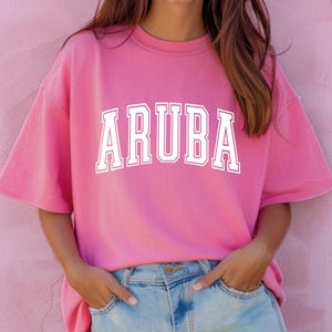 Aruba Shirt, Vintage Island Graphic Tee, Caribbean Vacation TShirt, Beach Trip Souvenir, Pastel Travel Shirt, Unisex Tee
