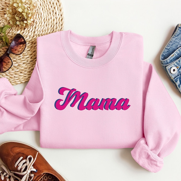 Mama Sweatshirt, Pink Aesthetic Mama Crewneck, Mother's Day Gift, Gift for Mom, Cute Mama TShirt, Trendy Pink on Pink, Mom of Girl Gift
