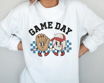 Retro Game Day Baseball Sweatshirt, Baseball Crewneck, Baseball School Spirit Shirt, Baseball Coach, Baseball Mom Hoodie, Baseball Mama Gift