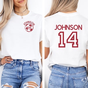 Custom Soccer Mom Shirt, Personalized Soccer TShirt, Game Day Soccer Mama Graphic Tee, Custom Name and Number Soccer Fan Shirt, Soccer Team