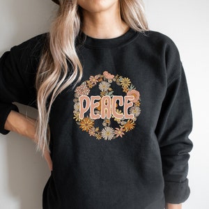 Frieden Sweatshirt, Peace Zeichen Shirt, Retro Shirt, inspirierend, positives Zitat T-Shirt, Peace Zeichen Tshirt, Hippie Shirt, Boho Shirt, Frieden, Liebe