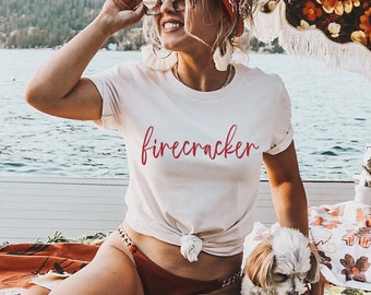 Firecracker 4th of July Shirt Women, Fourth of July TShirt Woman, Funny Patriotic Tee, 4th of July Outfit, Fireworks Memorial Day T-Shirts