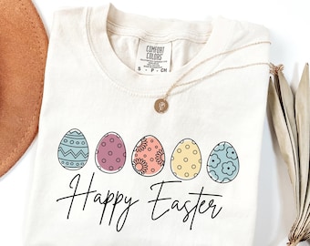 Happy Easter Shirt - Retro Egg Hunt Comfort Colors® Graphic Tee, Spring Outfit
