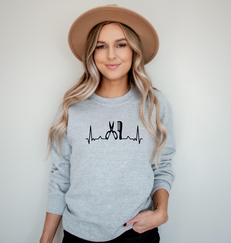 Hairstylist Sweatshirt, Hair Dresser Crewneck, Hairstylist Gift, Hair Dresser Gift, Gift for Hairstylist, Hairstylist Heartbeat, Hair Salon image 2