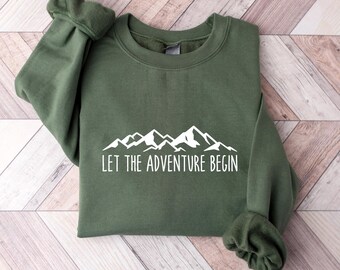 Bluza Let the Adventure Begin – bluza z okrągłym dekoltem, koszulka na piesze wycieczki, kemping i podróż samochodem