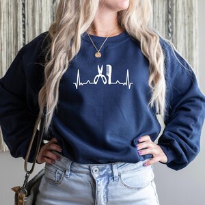 Hairstylist Sweatshirt, Hair Dresser Crewneck, Hairstylist Gift, Hair Dresser Gift, Gift for Hairstylist, Hairstylist Heartbeat, Hair Salon image 4