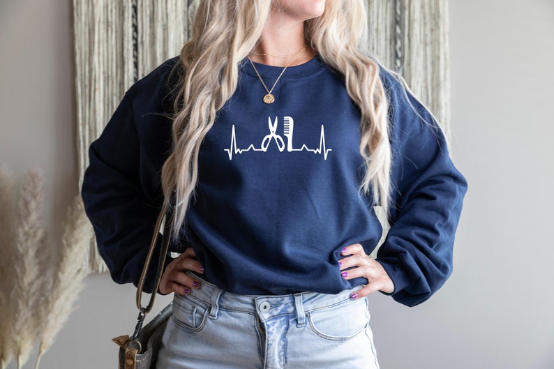 Hairstylist Sweatshirt, Hair Dresser Crewneck, Hairstylist Gift, Hair Dresser Gift, Gift for Hairstylist, Hairstylist Heartbeat, Hair Salon image 4