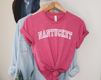 Nantucket Shirt, Preppy Beach Tee, Coastal Town Graphic Tee, Nantucket Massachusetts, New England Vacation, Varsity College Prep School pfp