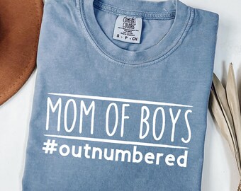 Mom of Boys Shirt – Comfort Colors® Outnumbered Mama Graphic Tee, Mother's Day Gift
