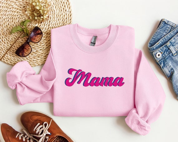 Mama Sweatshirt, Pink Aesthetic Mama Crewneck, Mother's Day Gift, Gift for Mom, Cute Mama TShirt, Trendy Pink on Pink, Mom of Girl Gift