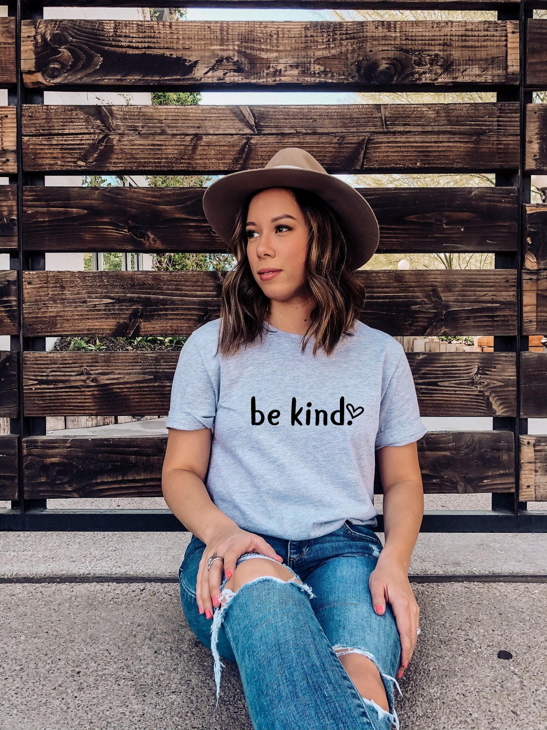 NEWKA "Be Kind" T-Shirt For Women - Kindness Matters Rainbow Heart Graphic Tee - View #8