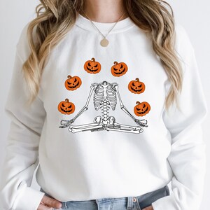Skeleton Halloween Sweatshirt: Funny Headless Pumpkin Crewneck, Party Outfit image 7