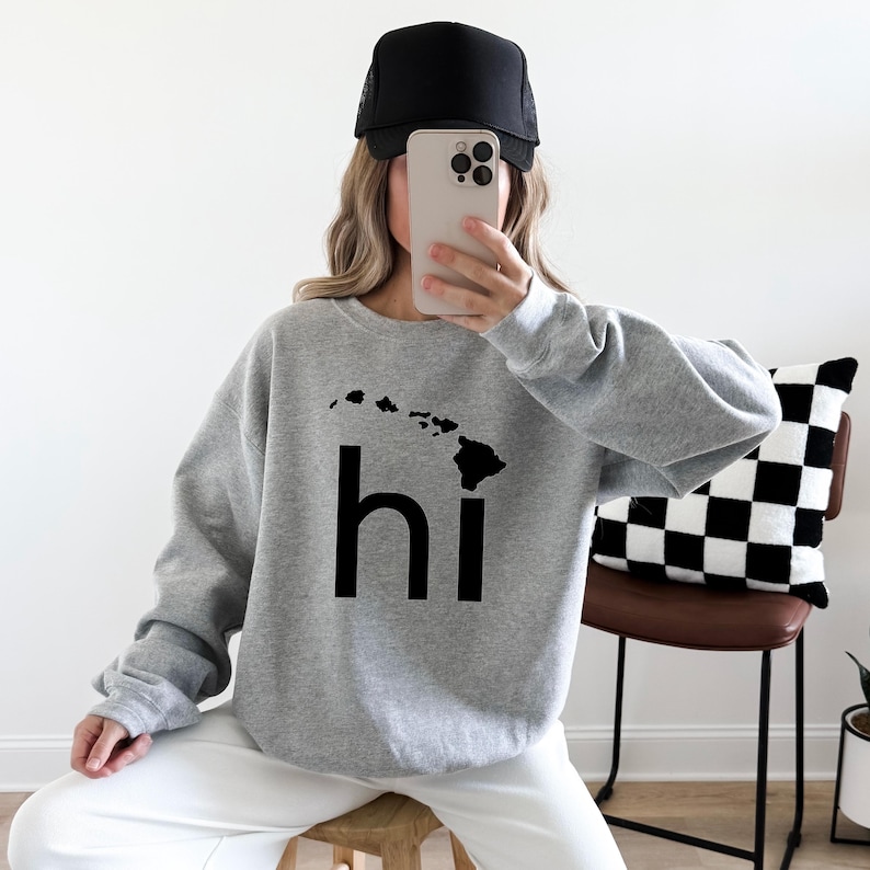 Hawaii Sweatshirt - HI Graphic Tee, The Aloha State Vacation Souvenir Gift image 1