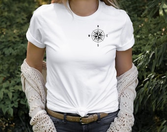 Compass Shirt, Wanderlust Adventure and Outdoor Gear TShirt, Nautical Graphic Tee for Travelers, Hikers & Explorers, Outdoors Camping Gift