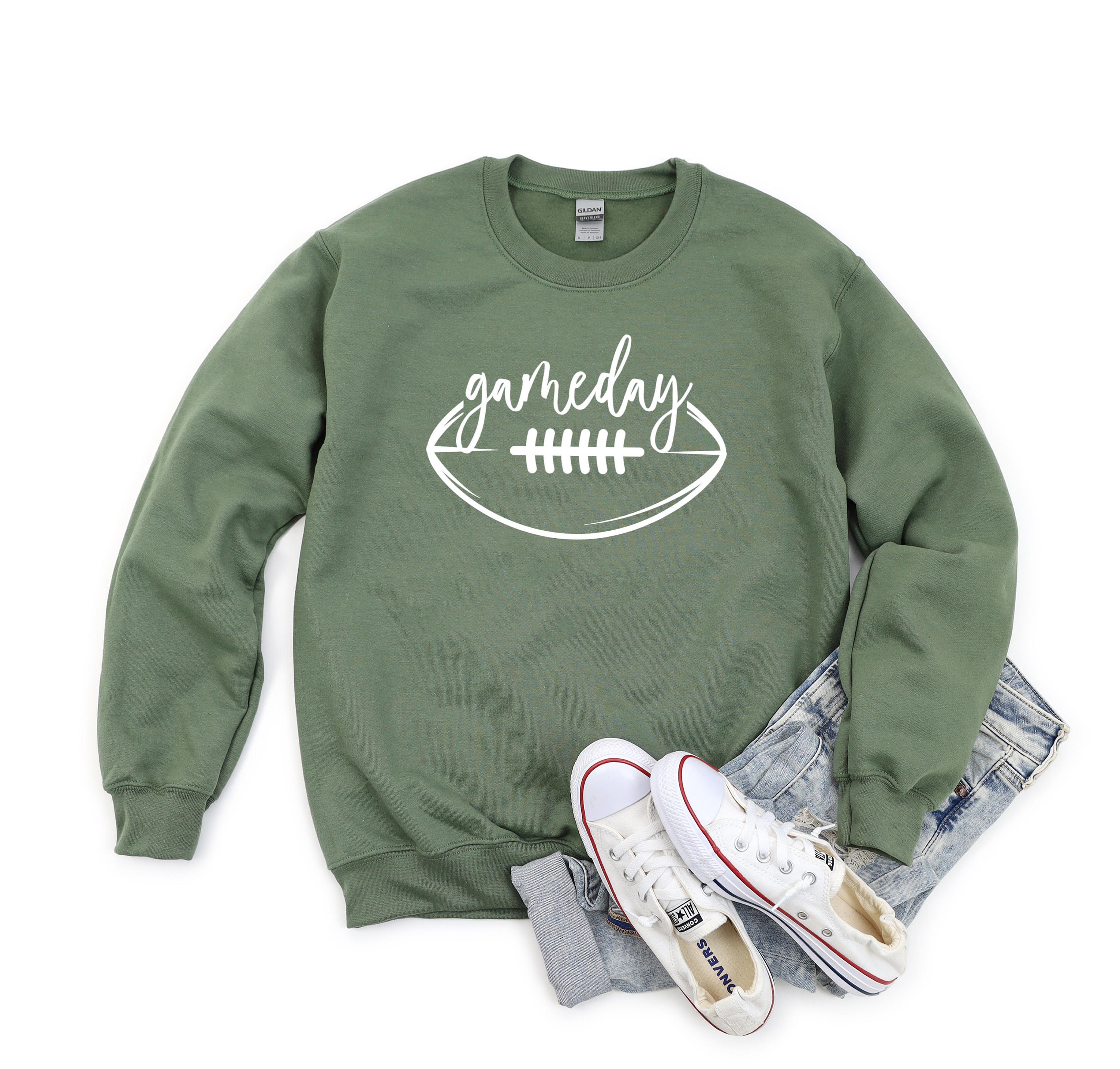 Women's Football Game Day Sweatshirt - Long Sleeve Pullover With Team Spirit Graphics
