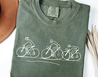 Cycling Shirt - Comfort Colors® Road Bike Graphic Tee, Bicycle Minimalist Biker Cyclist Gift