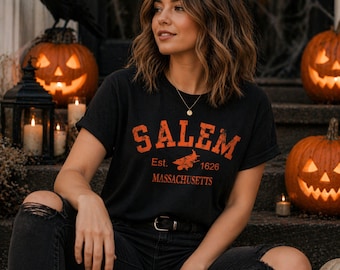 Salem Shirt - Comfort Colors®  Vintage Massachusetts Tee, Witch City Halloween Outfit, Girls Trip