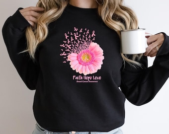 Breast Cancer Awareness Sweatshirt, In October We Wear Pink Crewneck, Faith Hope Love Sweater, Breast Cancer Gifts, Breast Cancer Walk