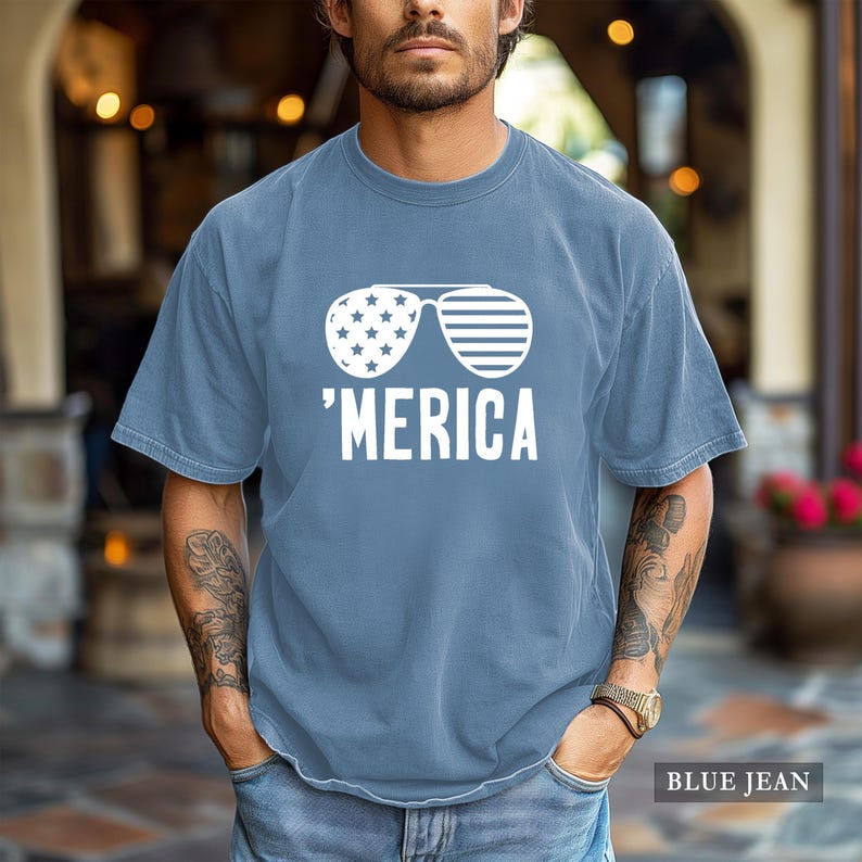 Merica Shirt – Funny Patriotic T-Shirt, 4th of July Party Tee, USA Flag Shirt, Freedom Lover Gift, America Graphic Tee for Men & Women image 3