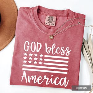 God Bless America Shirt - Comfort Colors® Patriotic USA Flag TShirt, July 4th Party Outfit