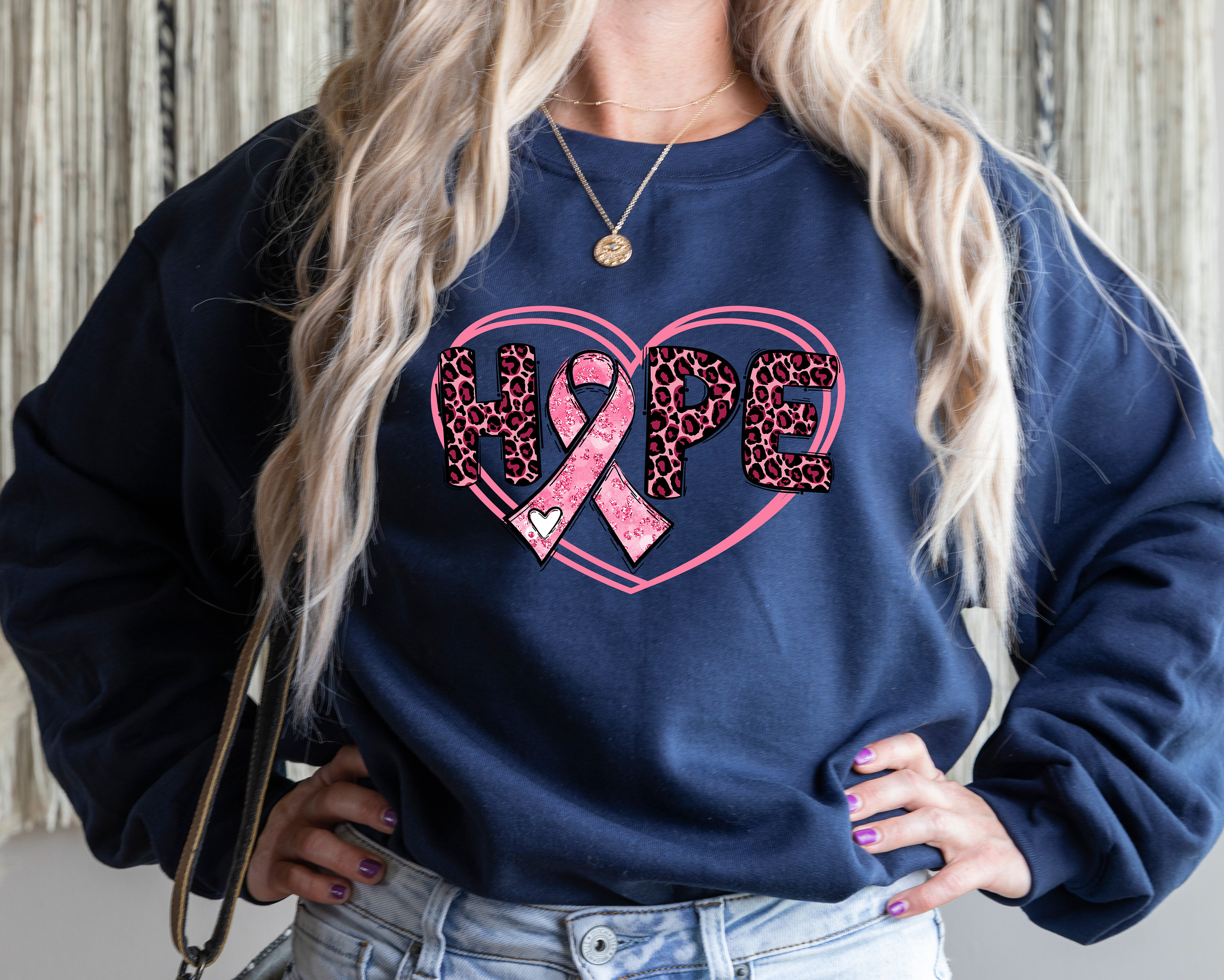 Damen Sweatshirt Mit Brustkrebs-Schleife - Übergroßer Pullover In Rosa