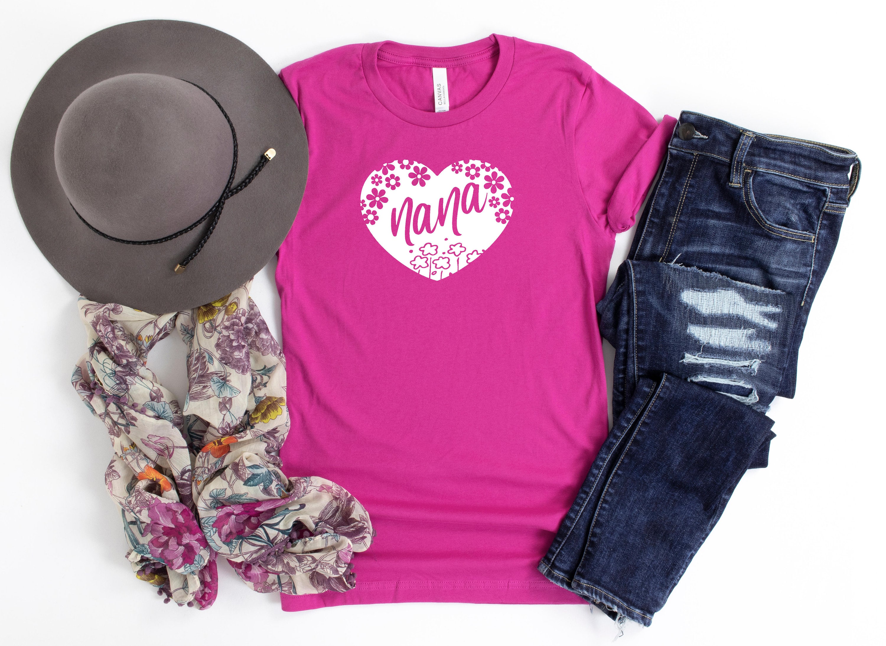 Funny Nana Shirt For Women - 'Grandma Life' Printed T-Shirt With Heart Design