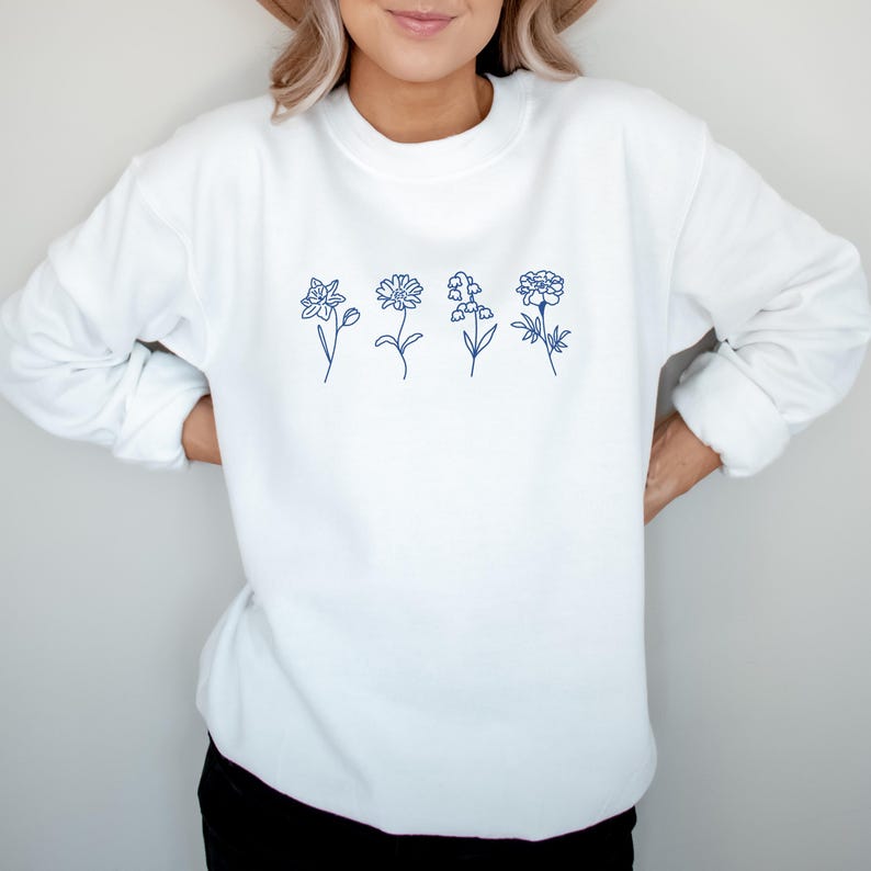 Custom Birth Month Flower Sweatshirt - Birthday Gift for Mom or Grandma, Mothers Day Present image 3