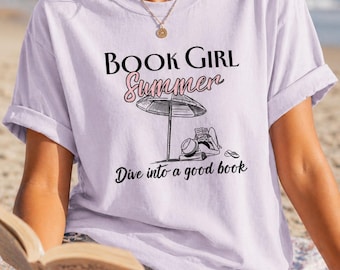 Book Girl Summer Shirt – Comfort Colors® Book Lover Graphic Tee, Reader Literary Gift