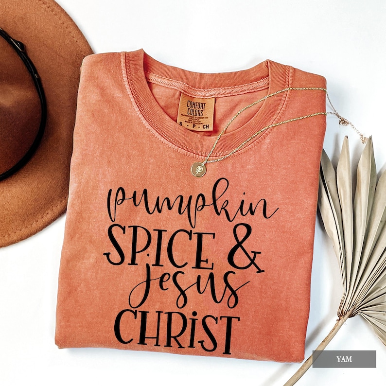 Pumpkin Spice Jesus Christ Shirt - Comfort Colors Christian Fall Outfit, Faith Autumn Graphic Tee image 1