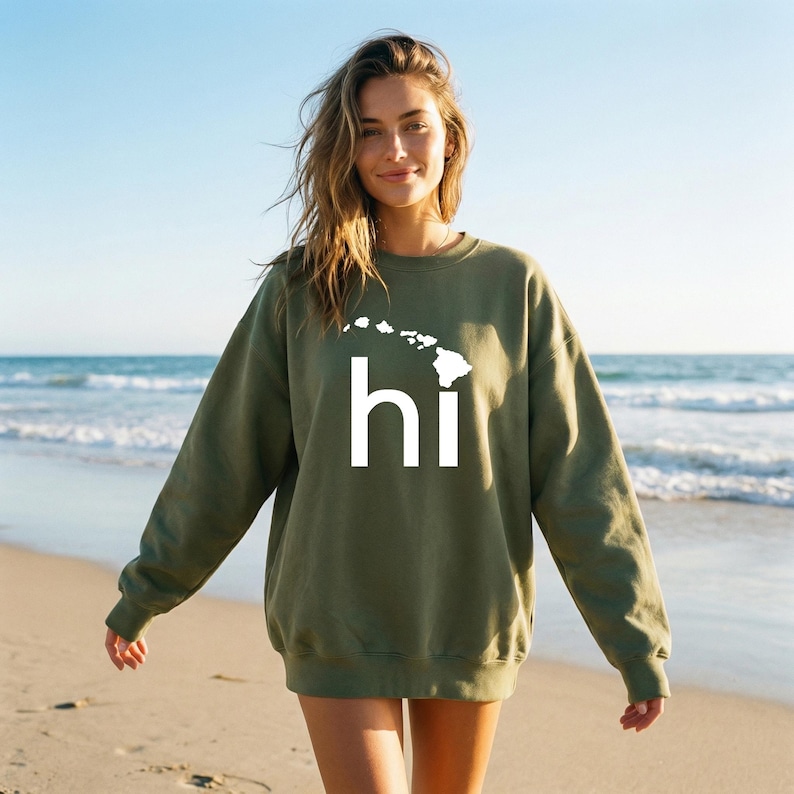 Hawaii Sweatshirt - HI Graphic Tee, The Aloha State Vacation Souvenir Gift image 3