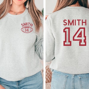 Custom Football Mom Sweatshirt, Personalized Football Crewneck, Game Day Hoodie, Name and Number Football Sweatshirt, Football Fan Shirt