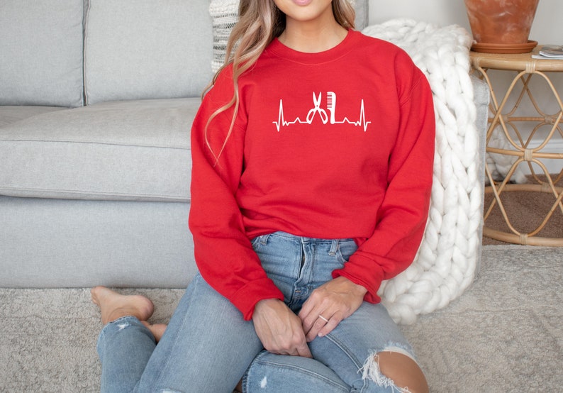 Hairstylist Sweatshirt, Hair Dresser Crewneck, Hairstylist Gift, Hair Dresser Gift, Gift for Hairstylist, Hairstylist Heartbeat, Hair Salon image 6