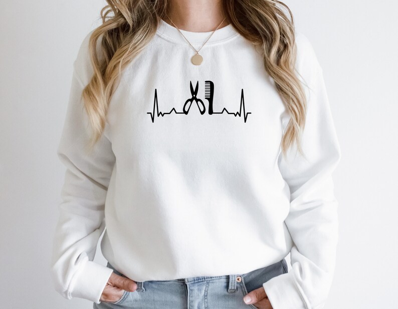 Hairstylist Sweatshirt, Hair Dresser Crewneck, Hairstylist Gift, Hair Dresser Gift, Gift for Hairstylist, Hairstylist Heartbeat, Hair Salon image 7