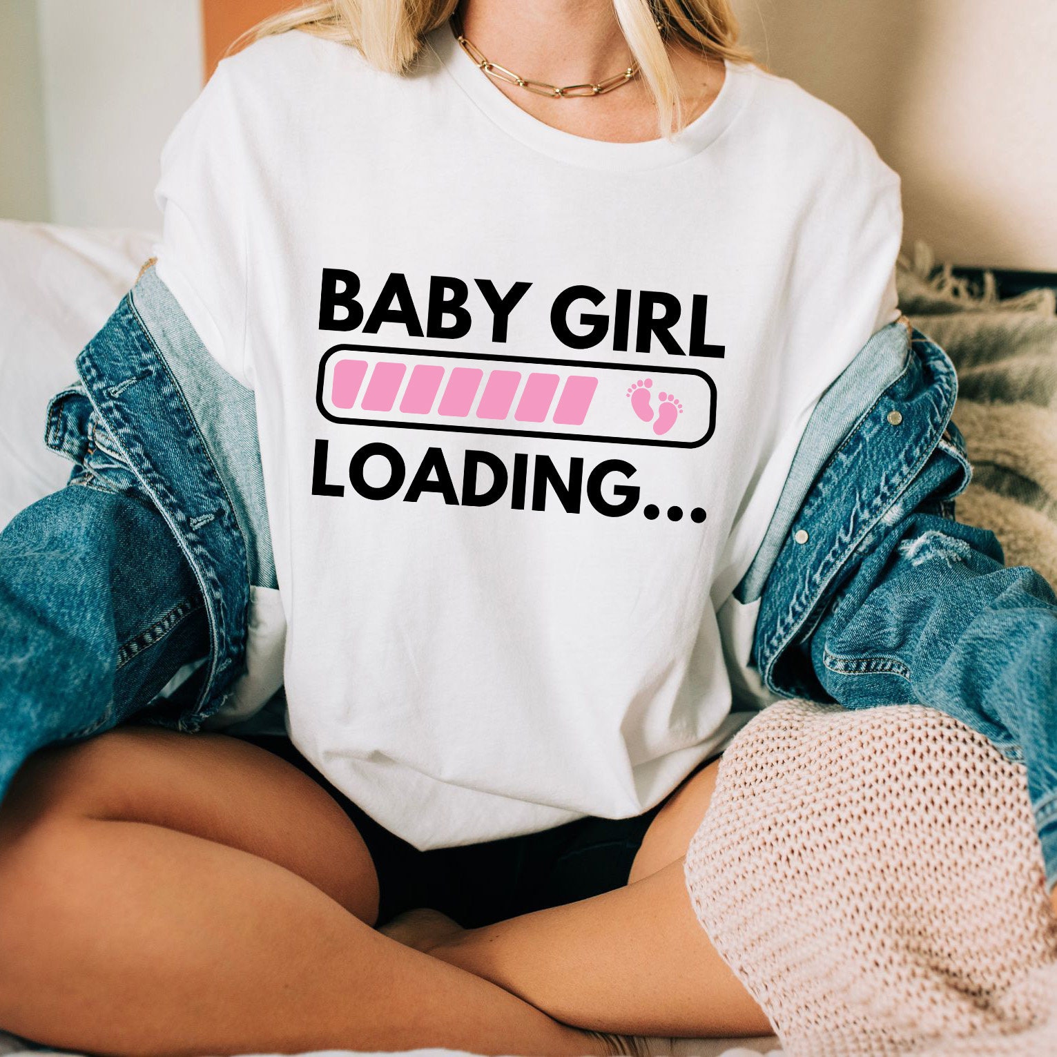 Baby Reveal Shirt: Gender Boy Girl Loading T-shirt, Shower Gift