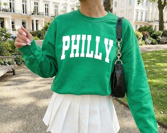 Sudadera Philly - Regalo de la ciudad de Filadelfia, Pensilvania, unisex, cuello redondo con fuente universitaria, tallas XS - 2XL