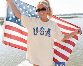 Retro USA Shirt: Comfort Colors® Vintage American Flag Tee, Patriotic 4th of July Outfit