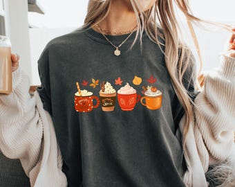 Pumpkin Spice Latte Shirt: Comfort Colors® Fall Coffee Graphic Tee, Autumn PSL Season Gift