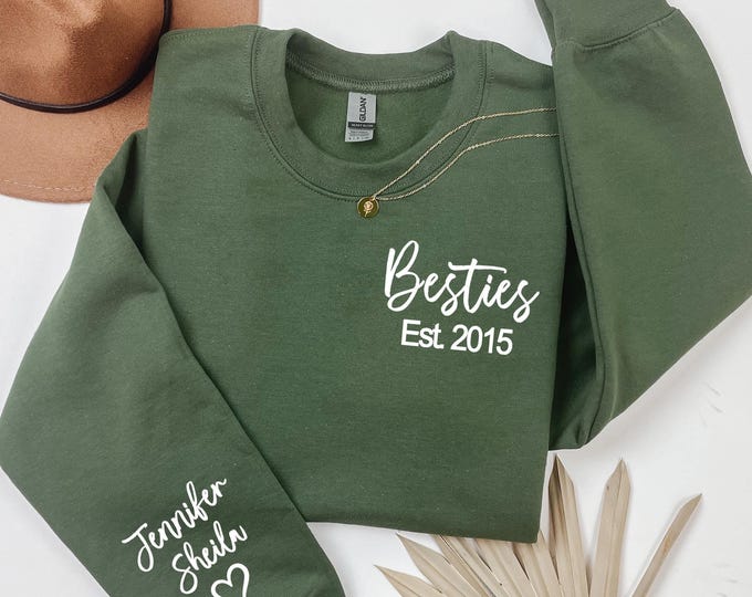 Personalized Besties Sweatshirt: Best Friends Crewneck, Girls Trip Matching BFF Birthday Christmas Gift