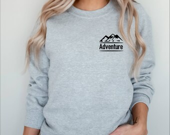 Bluza z kapturem Adventure, koszula turystyczna, bluza z okrągłym dekoltem w góry, koszulka kempingowa, prezent dla wędrowca, prezent dla biwakowiczów, niech rozpocznie się przygoda