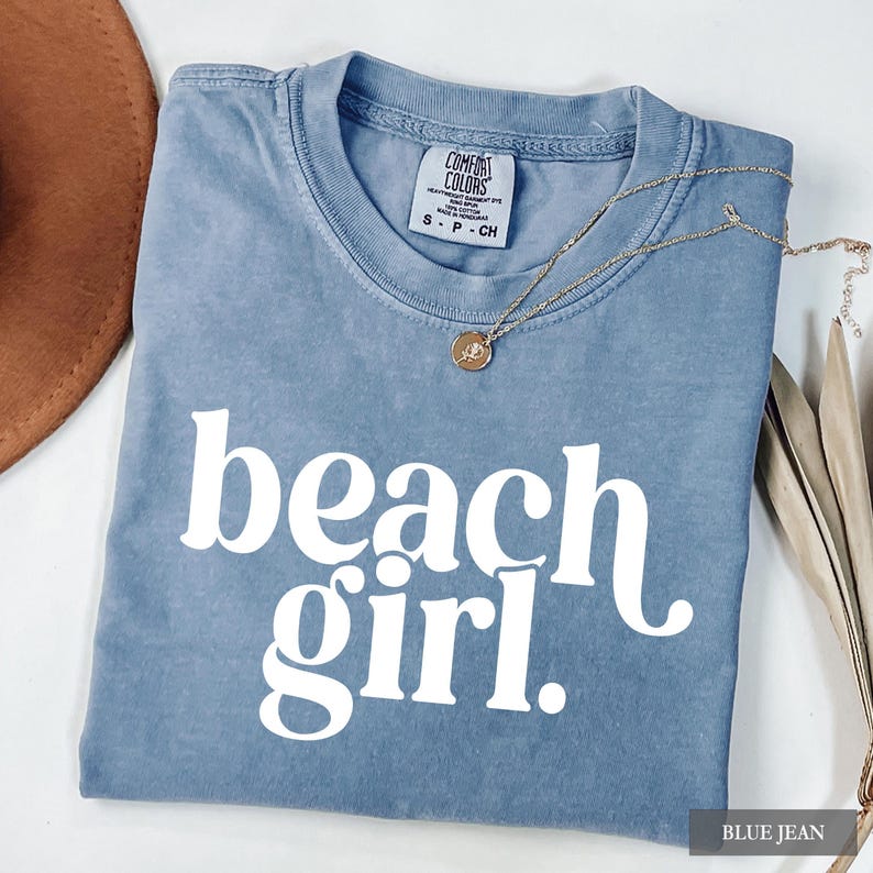 Beach Girl Shirt: Comfort Colors® Coastal Beachy Ocean Graphic Tee, Summer Vacation Outfit image 3