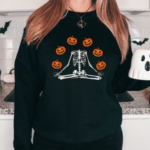 Skeleton Halloween Sweatshirt: Funny Headless Pumpkin Crewneck, Party Outfit image 3
