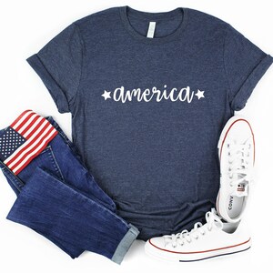 Camiseta Americana, Camiseta Patriótica, Camiseta com Estampa do Dia da Memória, Camiseta do 4 de Julho, Roupa para o Dia da Independência, Camisetas Combinando para o 4 de Julho, Camiseta EUA/Mérica imagem 6